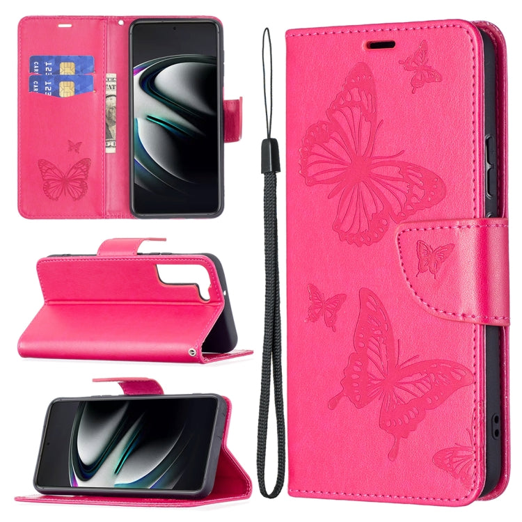 Embossing Two Butterflies Pattern Leather Phone Case with Holder & Card Slot & Wallet & Lanyard, For Samsung Galaxy A13 5G, For Samsung Galaxy S22 Ultra 5G, For Samsung Galaxy S22+ 5G, For Samsung Galaxy S22 5G
