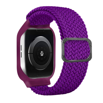 TPU Frame Buckle Braid Integrated Replacement Watchband For Apple Watch Series, 6 & SE & 5 & 4 40mm / 3 & 2 & 1 38mm, 6 & SE & 5 & 4 44mm / 3 & 2 & 1 42mm
