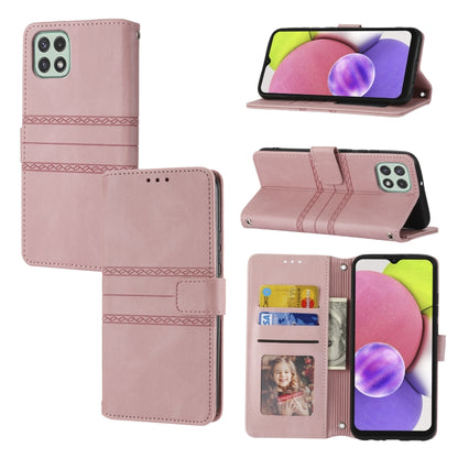 Embossed Striped Magnetic Buckle Horizontal Flip Phone Leather Case, For Samsung Galaxy A03 International Version, For Xiaomi Redmi Note 11, For Samsung Galaxy A03 EU Version, For Xiaomi Redmi Note 11 Pro, For Samaung Galaxy S22 Ultra 5G