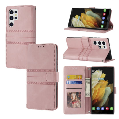 Embossed Striped Magnetic Buckle Horizontal Flip Phone Leather Case, For Samsung Galaxy A03 International Version, For Xiaomi Redmi Note 11, For Samsung Galaxy A03 EU Version, For Xiaomi Redmi Note 11 Pro, For Samaung Galaxy S22 Ultra 5G