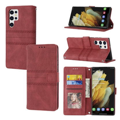 Embossed Striped Magnetic Buckle Horizontal Flip Phone Leather Case, For Samsung Galaxy A03 International Version, For Xiaomi Redmi Note 11, For Samsung Galaxy A03 EU Version, For Xiaomi Redmi Note 11 Pro, For Samaung Galaxy S22 Ultra 5G