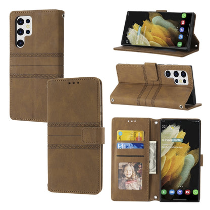 Embossed Striped Magnetic Buckle Horizontal Flip Phone Leather Case, For Samsung Galaxy A03 International Version, For Xiaomi Redmi Note 11, For Samsung Galaxy A03 EU Version, For Xiaomi Redmi Note 11 Pro, For Samaung Galaxy S22 Ultra 5G