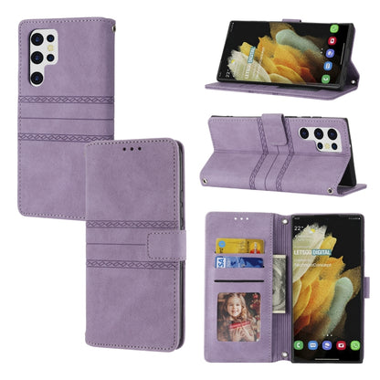 Embossed Striped Magnetic Buckle Horizontal Flip Phone Leather Case, For Samsung Galaxy A03 International Version, For Xiaomi Redmi Note 11, For Samsung Galaxy A03 EU Version, For Xiaomi Redmi Note 11 Pro, For Samaung Galaxy S22 Ultra 5G