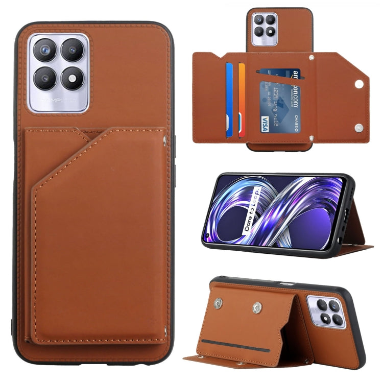 Skin Feel PU + TPU + PC Back Cover Shockproof Phone Case with Card Slots & Holder & Photo Frame, For OPPO Realme 8i, For Samsung Galaxy A13 5G, For Samsung Galaxy M52 5G, For Xiaomi Mi 11T / Mi 11 Pro