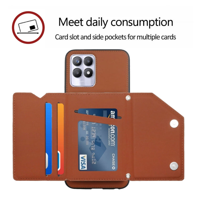 Skin Feel PU + TPU + PC Back Cover Shockproof Phone Case with Card Slots & Holder & Photo Frame, For OPPO Realme 8i, For Samsung Galaxy A13 5G, For Samsung Galaxy M52 5G, For Xiaomi Mi 11T / Mi 11 Pro