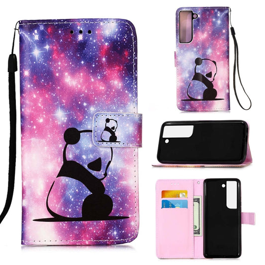 Colored Drawing Pattern Plain Weave Leather Phone Case with Holder & Card Slot & Wallet & Lanyard, For Samsung Galaxy S22 5G, For Samsung Galaxy S22+ 5G, For Samsung Galaxy S22 Ultra 5G