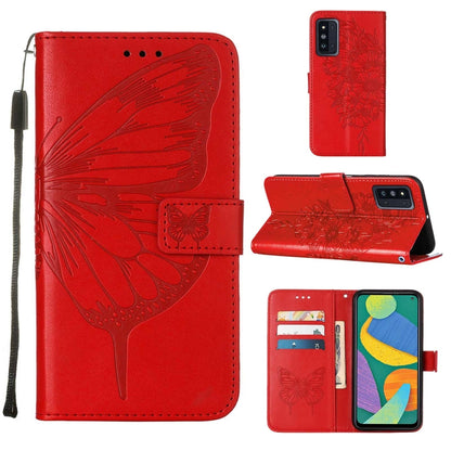 Embossed Butterfly Leather Phone Case with Holder & Card Slot & Wallet & Lanyard, For Samsung Galaxy A13 5G, For Samsung Galaxy F52 5G, For Samsung Galaxy S22 5G, For Samsung Galaxy S22+ 5G, For Samsung Galaxy S22 Ultra 5G                              ...