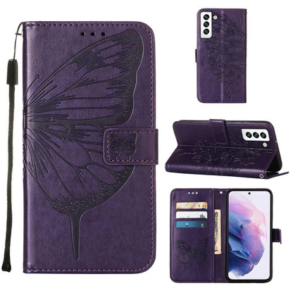 Embossed Butterfly Leather Phone Case with Holder & Card Slot & Wallet & Lanyard, For Samsung Galaxy A13 5G, For Samsung Galaxy F52 5G, For Samsung Galaxy S22 5G, For Samsung Galaxy S22+ 5G, For Samsung Galaxy S22 Ultra 5G                              ...