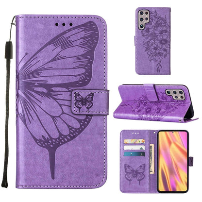 Embossed Butterfly Leather Phone Case with Holder & Card Slot & Wallet & Lanyard, For Samsung Galaxy A13 5G, For Samsung Galaxy F52 5G, For Samsung Galaxy S22 5G, For Samsung Galaxy S22+ 5G, For Samsung Galaxy S22 Ultra 5G                              ...