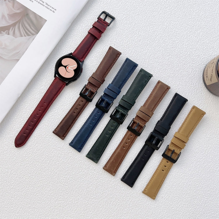 Crazy Horse Texture Frosted Leather Strap Watchband, 20mm, 22mm
