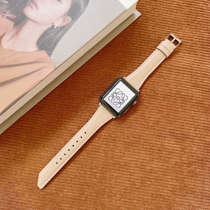 Knife Tail Shaped Cowhide Replacement Watchband For Apple Watch Series, 7 45mm / 6&SE&5&4 44mm / 3&2&1 42mm, 7 41mm / 6&SE&5&4 40mm / 3&2&1 38mm