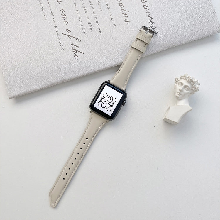 Knife Tail Shaped Cowhide Replacement Watchband For Apple Watch Series, 7 45mm / 6&SE&5&4 44mm / 3&2&1 42mm, 7 41mm / 6&SE&5&4 40mm / 3&2&1 38mm
