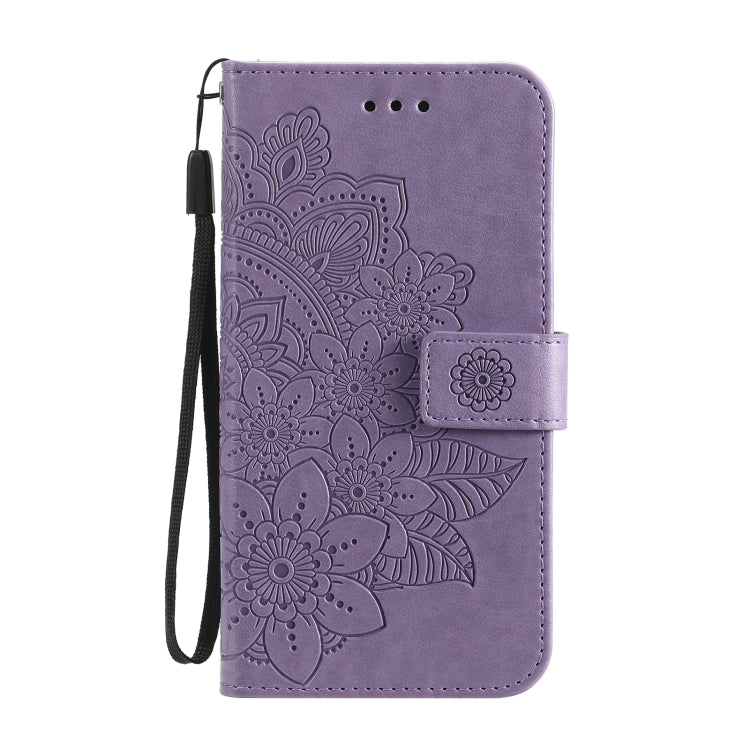 7-petal Flowers Embossed Flip Leather Phone Case with Holder & Card Slots, For Samsung Galaxy A03s (164.2mm)