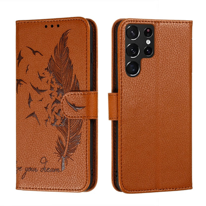 Feather Pattern Litchi Texture Leather Phone Case with Holder & Card Slots & Wallet, For Samsung Galaxy S22 5G, For Samsung Galaxy S22 Ultra 5G, For Samsung Galaxy S22+ 5G, For Xiaomi Redmi Note 11, For Xiaomi Redmi Note 11 Pro