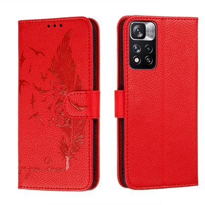 Feather Pattern Litchi Texture Leather Phone Case with Holder & Card Slots & Wallet, For Samsung Galaxy S22 5G, For Samsung Galaxy S22 Ultra 5G, For Samsung Galaxy S22+ 5G, For Xiaomi Redmi Note 11, For Xiaomi Redmi Note 11 Pro