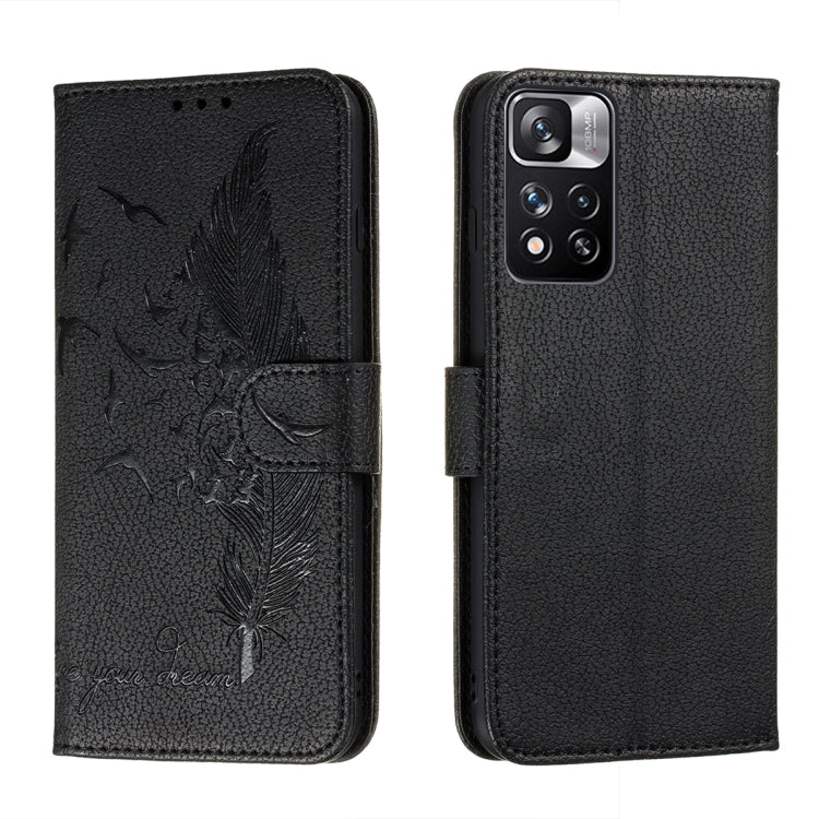 Feather Pattern Litchi Texture Leather Phone Case with Holder & Card Slots & Wallet, For Samsung Galaxy S22 5G, For Samsung Galaxy S22 Ultra 5G, For Samsung Galaxy S22+ 5G, For Xiaomi Redmi Note 11, For Xiaomi Redmi Note 11 Pro