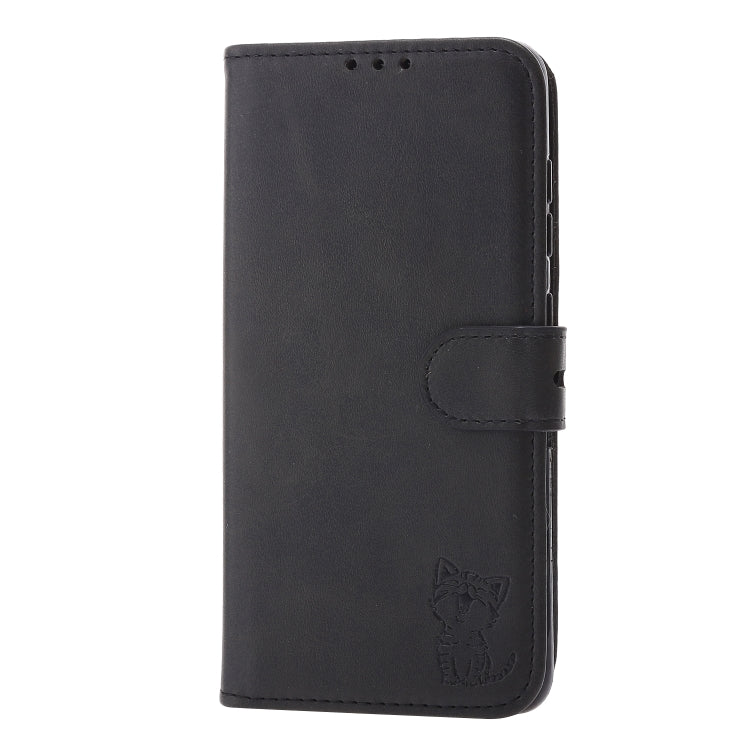 Embossed Happy Cat Pattern Horizontal Flip Leather Phone Case, For Samsung Galaxy S22 5G, For Samsung Galaxy S22+ 5G