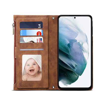 Retro Frosted Horizontal Flip Leather Phone Case with Holder & Card Slot & Wallet & Zipper Pocket & Lanyard, For Samsung Galaxy S22 5G, For Samsung Galaxy S22+ 5G, For Samsung Galaxy S22 Ultra 5G