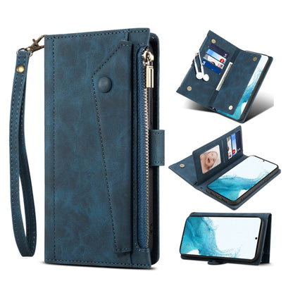 Retro Frosted Horizontal Flip Leather Phone Case with Holder & Card Slot & Wallet & Zipper Pocket & Lanyard, For Samsung Galaxy S22 5G, For Samsung Galaxy S22+ 5G, For Samsung Galaxy S22 Ultra 5G