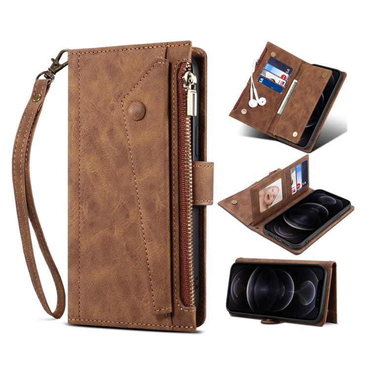 Retro Frosted Horizontal Flip Leather Phone Case with Holder & Card Slot & Wallet & Zipper Pocket & Lanyard, For Samsung Galaxy S22 5G, For Samsung Galaxy S22+ 5G, For Samsung Galaxy S22 Ultra 5G