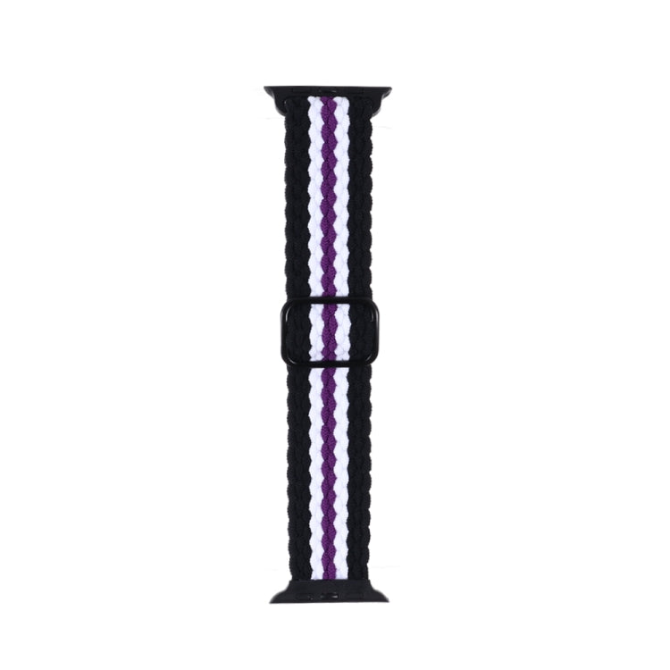 Adjustable Striped Woven Nylon Strap Watchband For Apple Watch Series, 7 41mm / 6&SE&5&4 40mm / 3&2&1 38mm, 7 45mm / 6&SE&5&4 44mm / 3&2&1 42mm