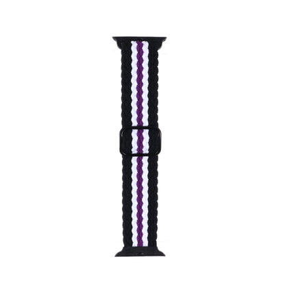 Adjustable Striped Woven Nylon Strap Watchband For Apple Watch Series, 7 41mm / 6&SE&5&4 40mm / 3&2&1 38mm, 7 45mm / 6&SE&5&4 44mm / 3&2&1 42mm