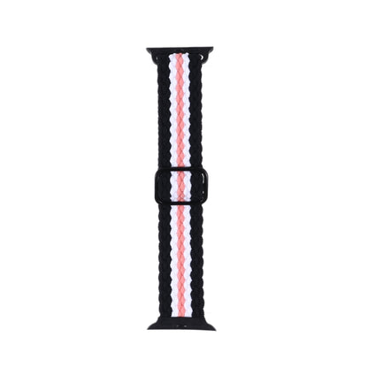 Adjustable Striped Woven Nylon Strap Watchband For Apple Watch Series, 7 41mm / 6&SE&5&4 40mm / 3&2&1 38mm, 7 45mm / 6&SE&5&4 44mm / 3&2&1 42mm