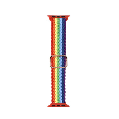 Adjustable Striped Woven Nylon Strap Watchband For Apple Watch Series, 7 41mm / 6&SE&5&4 40mm / 3&2&1 38mm, 7 45mm / 6&SE&5&4 44mm / 3&2&1 42mm