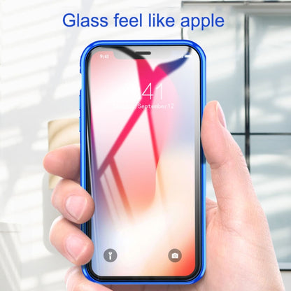 Ultra Slim Double Sides Magnetic Adsorption Angular Frame Tempered Glass Magnet Flip Case, For iPhone X / XS, For iPhone XR, For iPhone XS Max