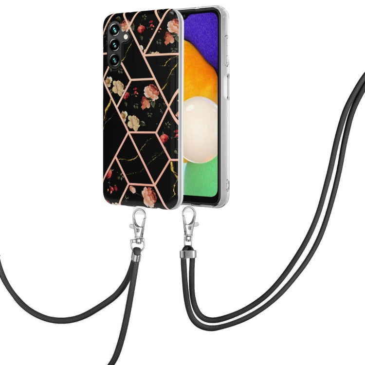 Electroplating Splicing Marble Flower TPU Phone Case with Lanyard, For Xiaomi Mi 11T / Mi 11T Pro, For Xiaomi Redmi 10, For Samsung Galaxy A13 5G