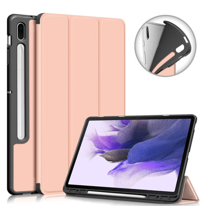 Solid Color TPU Horizontal Flip Tablet Leather Case with 3-Fold Holder & Sleep / Wake-up Function, For Samsung Galaxy Tab S7 FE 12.4