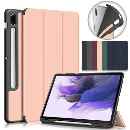 Solid Color TPU Horizontal Flip Tablet Leather Case with 3-Fold Holder & Sleep / Wake-up Function, For Samsung Galaxy Tab S7 FE 12.4