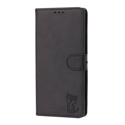 Embossed Happy Cat Pattern Leather Phone Case, For Samsung Galaxy S22 Ultra 5G, For Samsung Galaxy A13 5G, For Samsung Galaxy A33 5G, For Samsung Galaxy A53