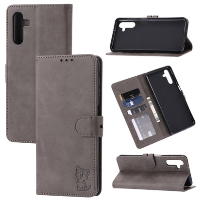 Embossed Happy Cat Pattern Leather Phone Case, For Samsung Galaxy S22 Ultra 5G, For Samsung Galaxy A13 5G, For Samsung Galaxy A33 5G, For Samsung Galaxy A53