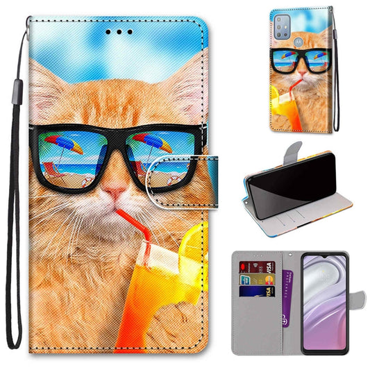 Coloured Drawing Cross Texture Horizontal Flip Leather Phone Case with Holder & Card Slots & Wallet & Lanyard, For Motorola Moto G10/G20/G30, For Xiaomi Redmi Note 11