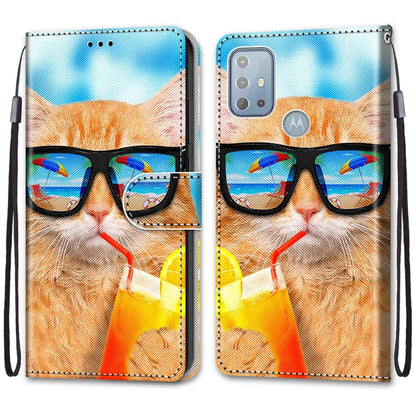 Coloured Drawing Cross Texture Horizontal Flip Leather Phone Case with Holder & Card Slots & Wallet & Lanyard, For Motorola Moto G10/G20/G30, For Xiaomi Redmi Note 11