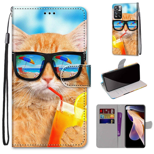 Coloured Drawing Cross Texture Horizontal Flip Leather Phone Case with Holder & Card Slots & Wallet & Lanyard, For Xiaomi Redmi Note 11 Pro/11 Pro+, For Nokia C01 Plus