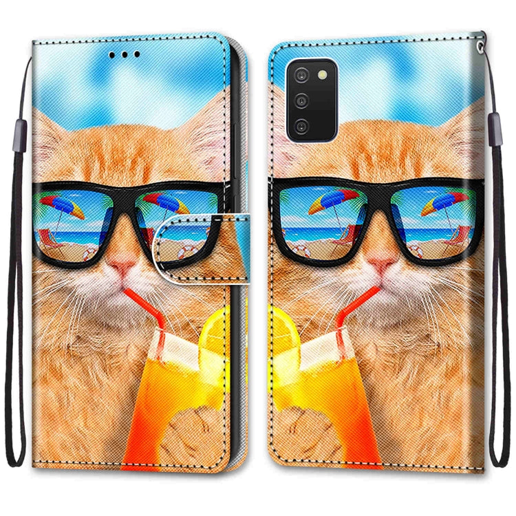 Coloured Drawing Cross Texture Horizontal Flip Leather Phone Case with Holder & Card Slots & Wallet & Lanyard, For Samsung Galaxy A03s 166mm Version, For Samsung Galaxy A13 4G