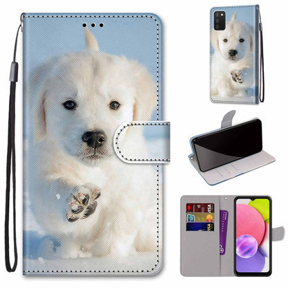 Coloured Drawing Cross Texture Horizontal Flip Leather Phone Case with Holder & Card Slots & Wallet & Lanyard, For Samsung Galaxy A03s 166mm Version, For Samsung Galaxy A13 4G