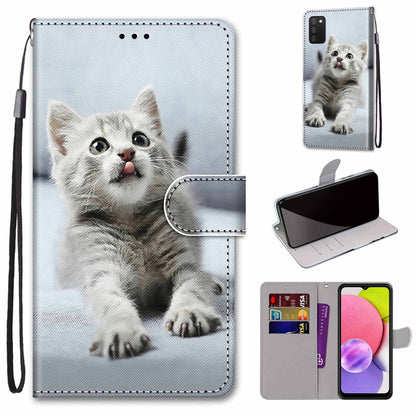 Coloured Drawing Cross Texture Horizontal Flip Leather Phone Case with Holder & Card Slots & Wallet & Lanyard, For Samsung Galaxy A03s 166mm Version, For Samsung Galaxy A13 4G