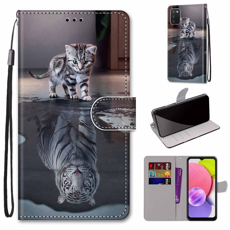 Coloured Drawing Cross Texture Horizontal Flip Leather Phone Case with Holder & Card Slots & Wallet & Lanyard, For Samsung Galaxy A03s 166mm Version, For Samsung Galaxy A13 4G