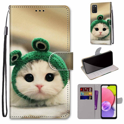 Coloured Drawing Cross Texture Horizontal Flip Leather Phone Case with Holder & Card Slots & Wallet & Lanyard, For Samsung Galaxy A03s 166mm Version, For Samsung Galaxy A13 4G