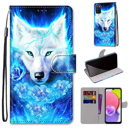 Coloured Drawing Cross Texture Horizontal Flip Leather Phone Case with Holder & Card Slots & Wallet & Lanyard, For Samsung Galaxy A03s 166mm Version, For Samsung Galaxy A13 4G