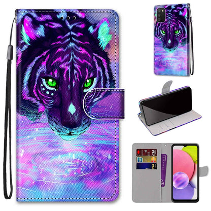 Coloured Drawing Cross Texture Horizontal Flip Leather Phone Case with Holder & Card Slots & Wallet & Lanyard, For Samsung Galaxy A03s 166mm Version, For Samsung Galaxy A13 4G
