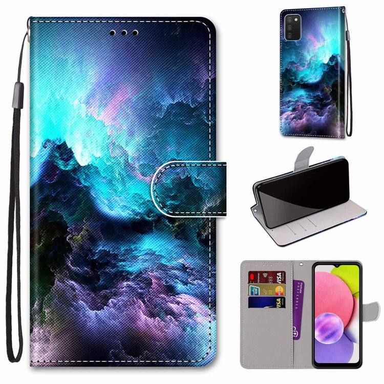Coloured Drawing Cross Texture Horizontal Flip Leather Phone Case with Holder & Card Slots & Wallet & Lanyard, For Samsung Galaxy A03s 166mm Version, For Samsung Galaxy A13 4G