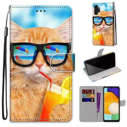 Coloured Drawing Cross Texture Horizontal Flip Leather Phone Case with Holder & Card Slots & Wallet & Lanyard, For Samsung Galaxy A03s 166mm Version, For Samsung Galaxy A13 4G