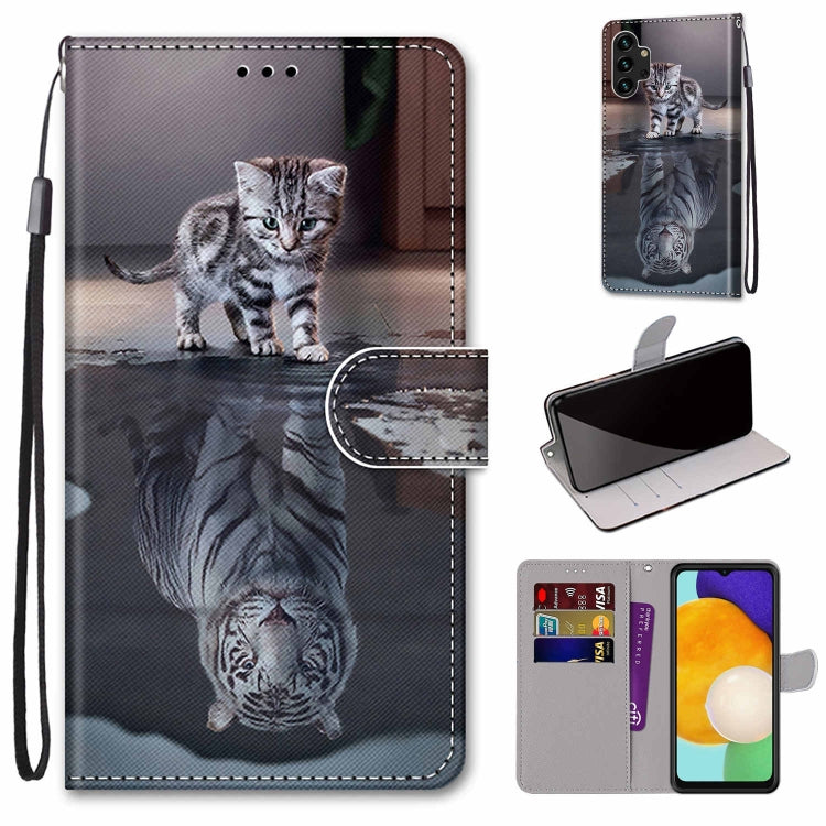 Coloured Drawing Cross Texture Horizontal Flip Leather Phone Case with Holder & Card Slots & Wallet & Lanyard, For Samsung Galaxy A03s 166mm Version, For Samsung Galaxy A13 4G