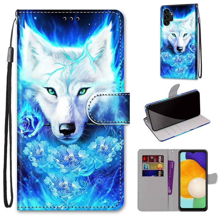 Coloured Drawing Cross Texture Horizontal Flip Leather Phone Case with Holder & Card Slots & Wallet & Lanyard, For Samsung Galaxy A03s 166mm Version, For Samsung Galaxy A13 4G