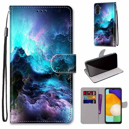 Coloured Drawing Cross Texture Horizontal Flip Leather Phone Case with Holder & Card Slots & Wallet & Lanyard, For Samsung Galaxy A13 5G, For Samsung Galaxy A33 5G
