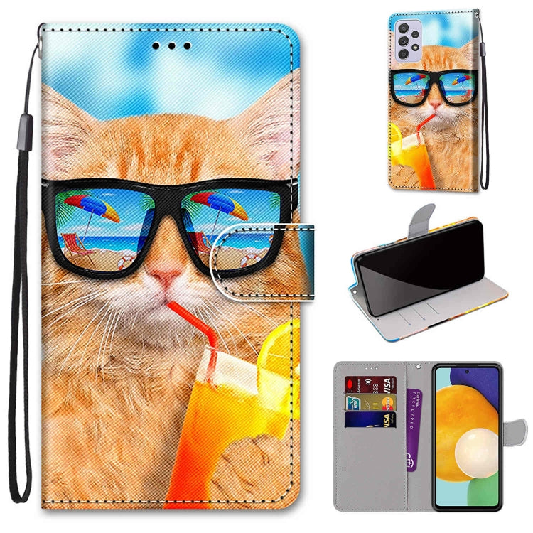 Coloured Drawing Cross Texture Horizontal Flip Leather Phone Case with Holder & Card Slots & Wallet & Lanyard, For Samsung Galaxy A13 5G, For Samsung Galaxy A33 5G